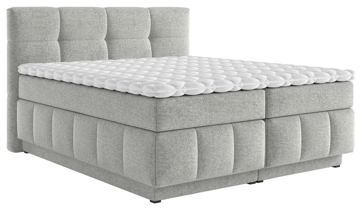 BOXSPRINGBETT 180/200 cm,  in Greige, Bettkasten, Topper, Matratzen, Wendematratze mit unterschiedlichen Härtegraden, H3 + H4 = fest + sehr fest  - Greige/Schwarz, KONVENTIONELL, Kunststoff/Textil (180/200cm) - Carryhome