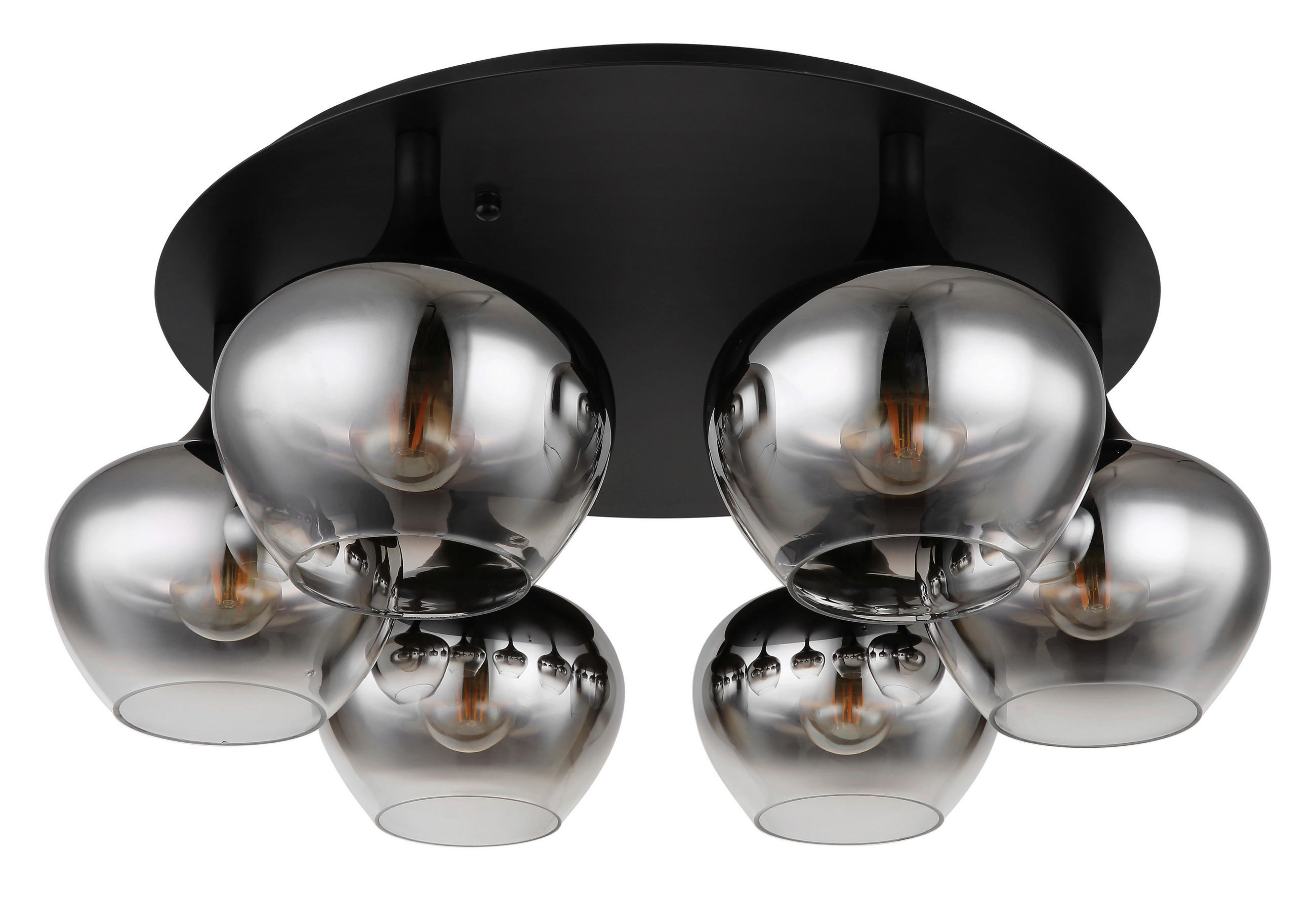 DECKENLEUCHTE 65/25,5 cm - Schwarz, Design, Glas/Metall (65/25,5cm) - Globo