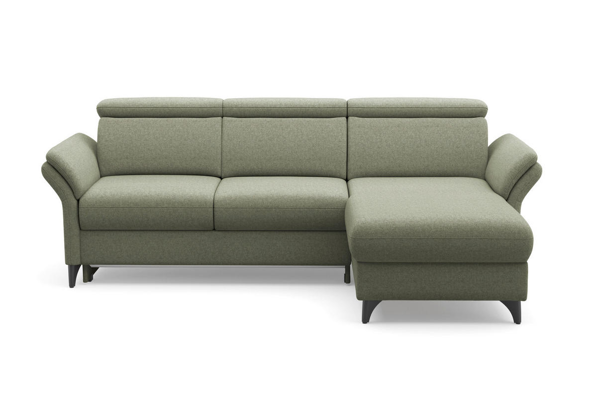 ECKSOFA GLENDALE E in Flachgewebe Olivgrün  253/166 cm  - Schwarz/Olivgrün, KONVENTIONELL, Textil/Metall (253/166cm) - Sit & More