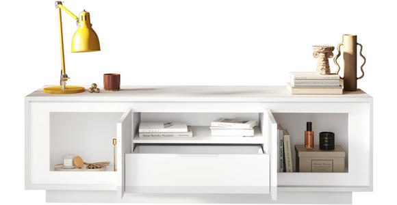 TV-ELEMENT Weiß 180/58/50 cm - Alufarben/Weiß, MODERN, Holzwerkstoff/Metall (180/58/50cm) - Carryhome