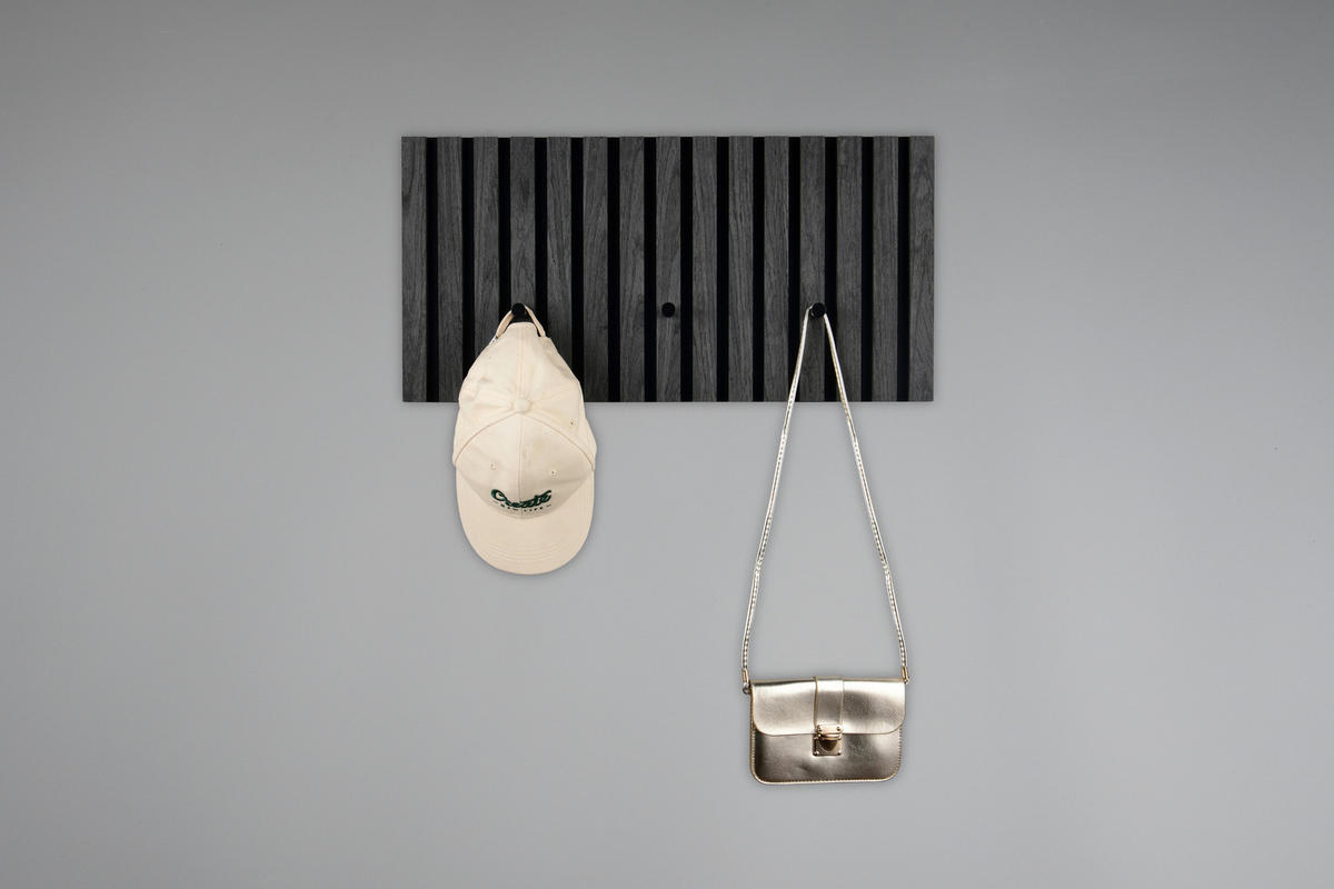GARDEROBENPANEEL  in 60/30/7 cm  - Schwarz/Grau, MODERN, Holzwerkstoff/Textil (60/30/7cm) - Xora