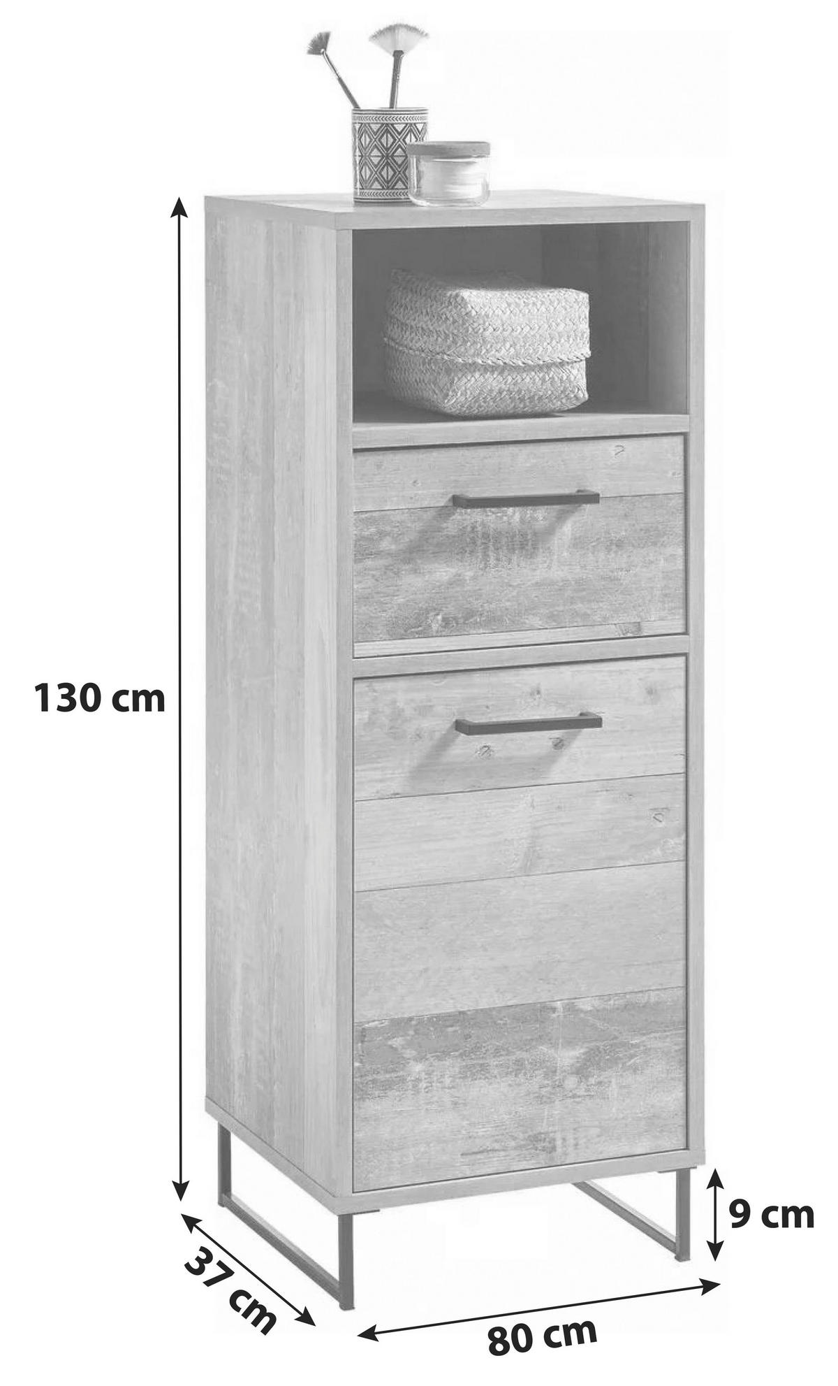 UNTERSCHRANK 38/102/37 cm   - Eichefarben/Schwarz, KONVENTIONELL, Holzwerkstoff/Kunststoff (38/102/37cm) - MID.YOU