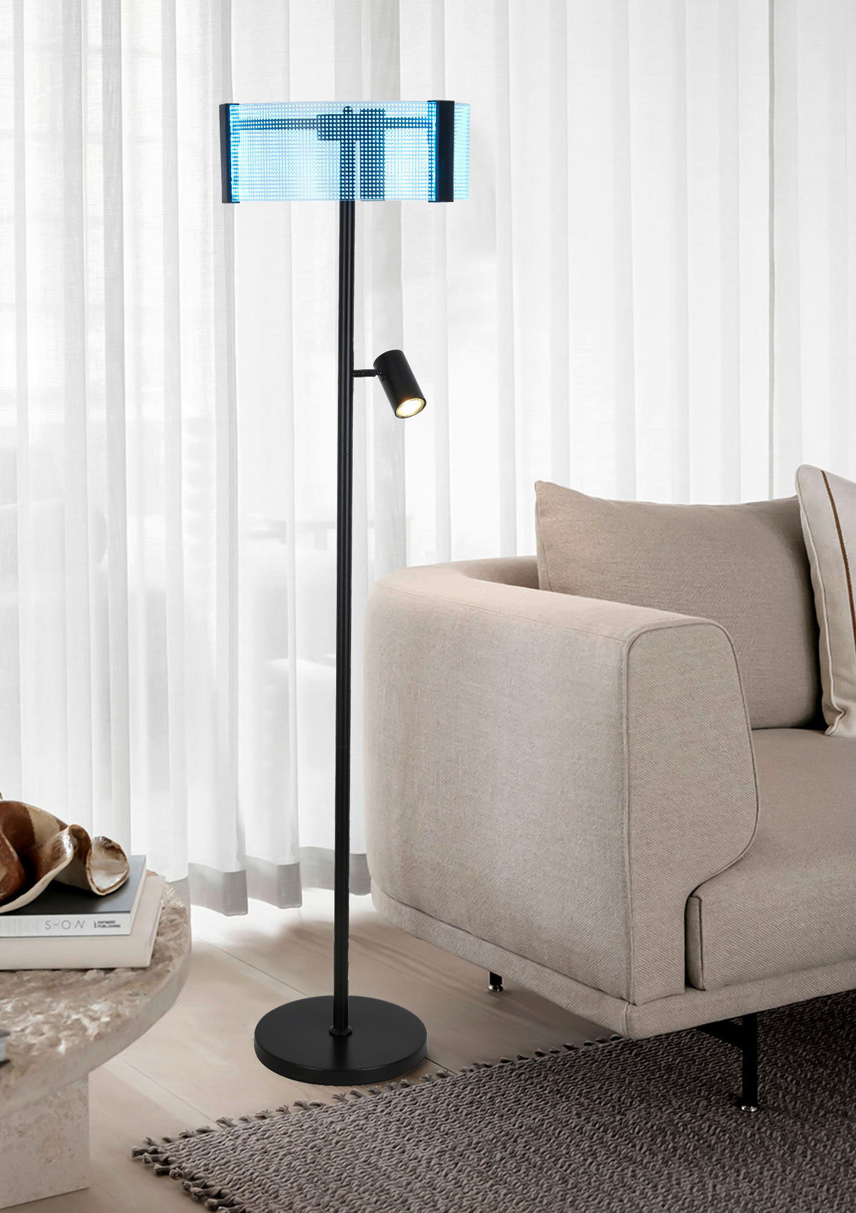 LED-STEHLEUCHTE 40/159 cm   - Transparent/Schwarz, Design, Kunststoff/Metall (40/159cm) - Novel