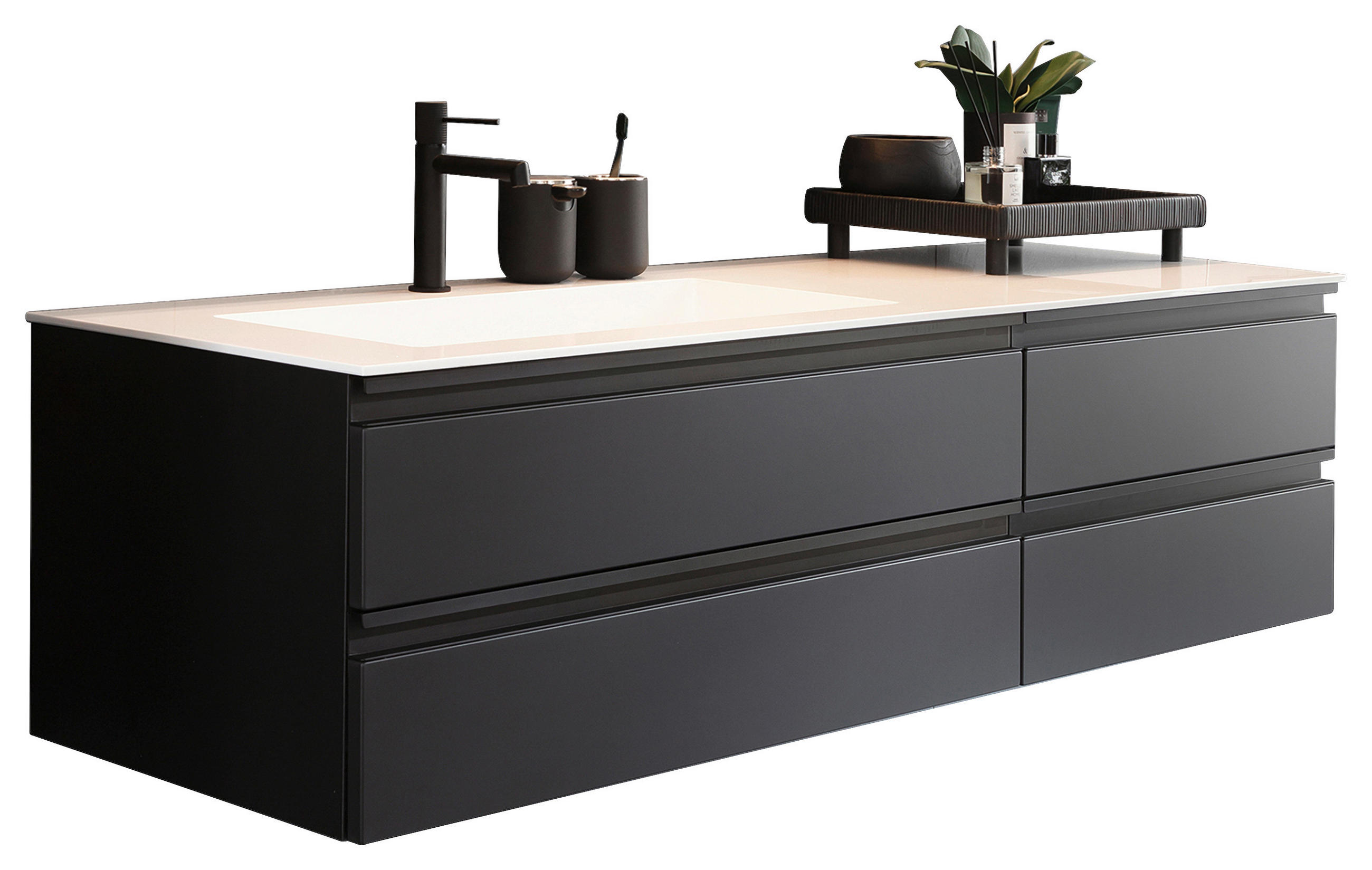 WASCHTISCHKOMBI  - Anthrazit/Schwarz, Design, Holzwerkstoff/Stein (151,2/50/40,8cm) - Schöner Wohnen