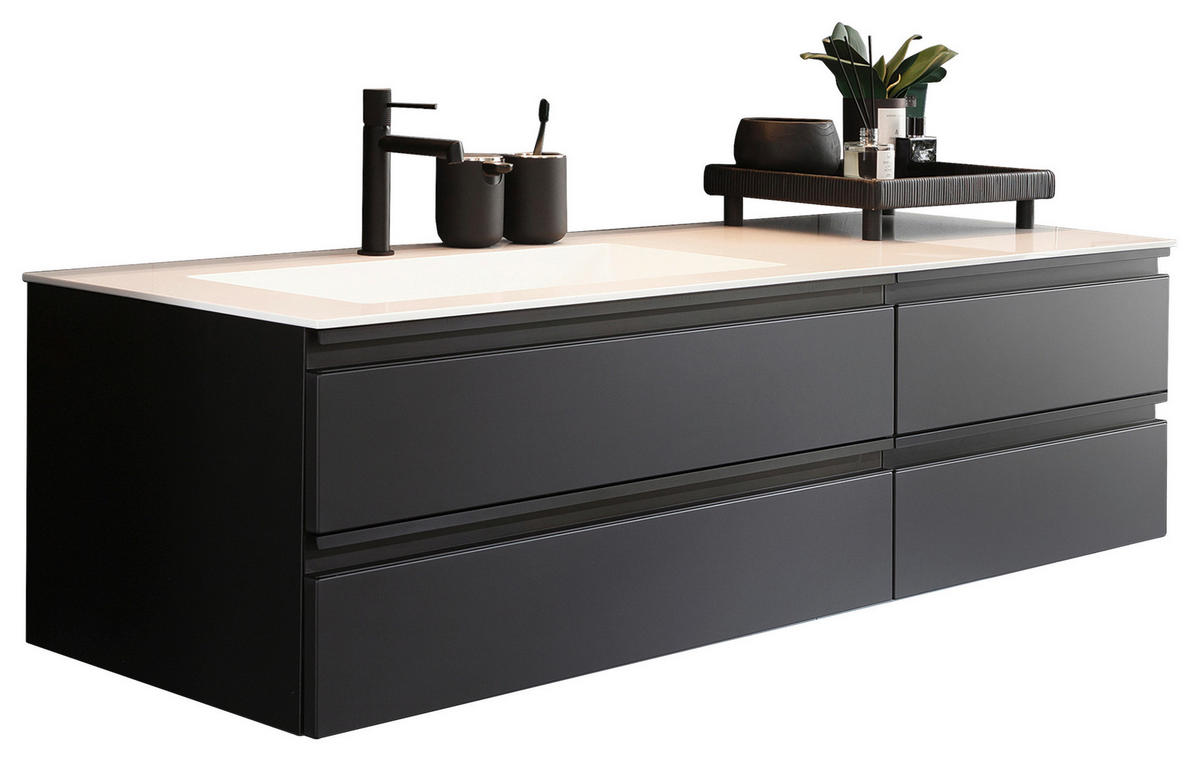 WASCHTISCHKOMBI  - Anthrazit/Schwarz, Design, Holzwerkstoff/Stein (151,2/50/40,8cm) - Schöner Wohnen