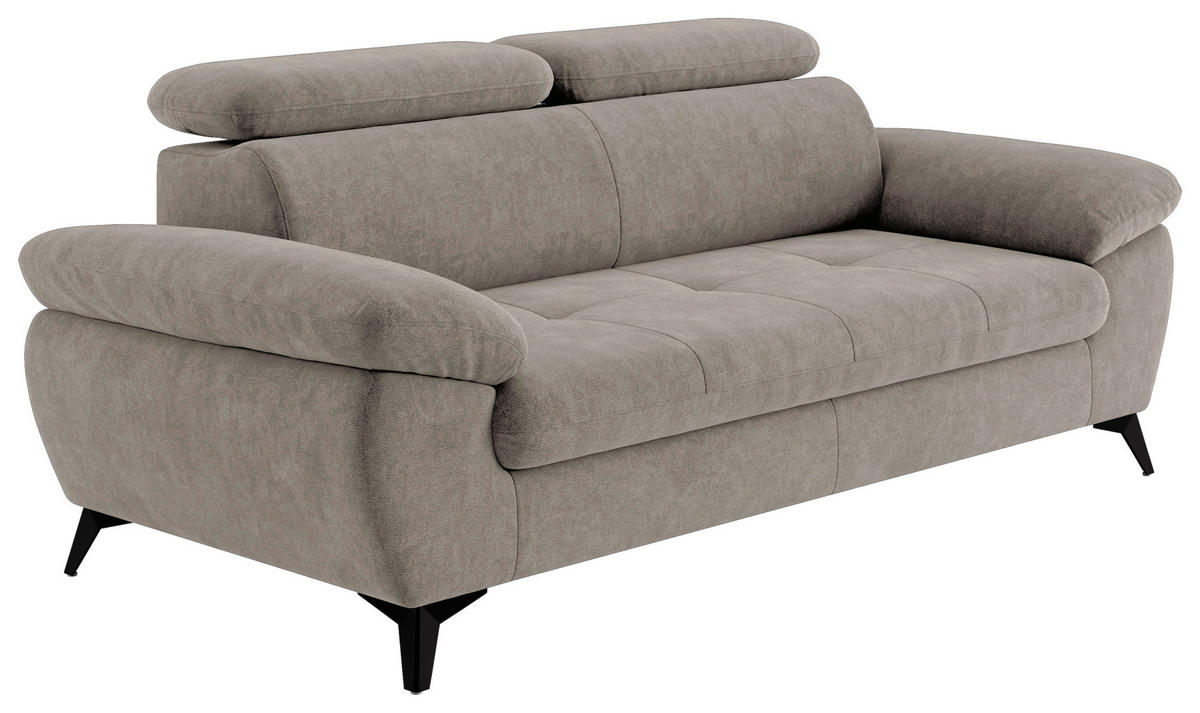 3-SITZER-SOFA in Schlammfarben  - Schlammfarben/Schwarz, Textil/Metall (215/84/100cm) - MID.YOU