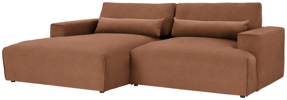 ECKSOFA Struktur Rostfarben  - Rostfarben/Schwarz, Design, Kunststoff/Textil (187/267cm) - Stylife