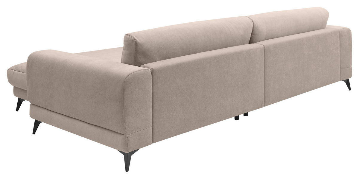 ECKSOFA Beige Chenille  - Beige/Schwarz, KONVENTIONELL, Textil/Metall (292/194cm) - SetOne by Musterring