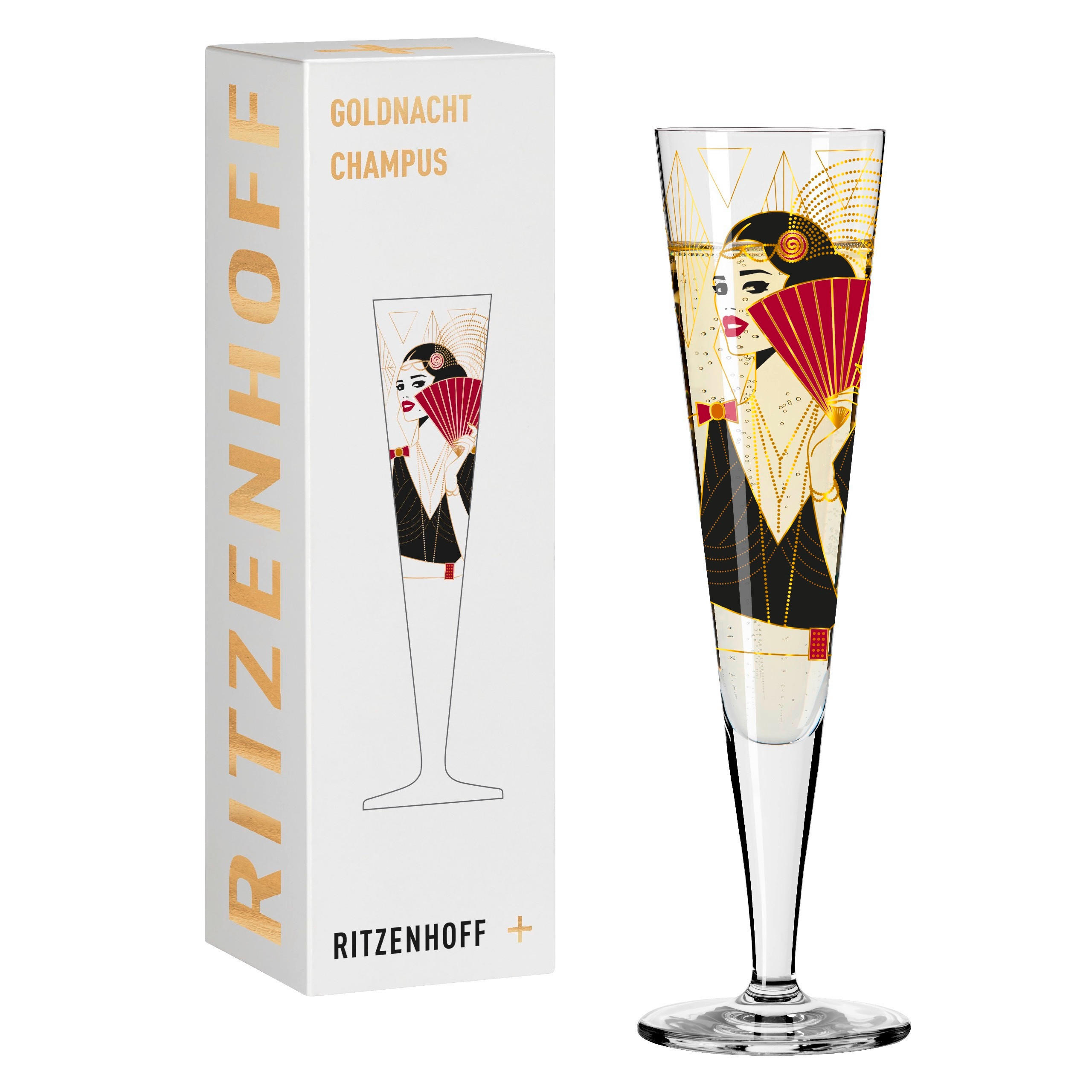 CHAMPAGNERGLAS 205 ml  - Rot/Goldfarben, LIFESTYLE, Glas (7,2/7,2/24,0cm) - Ritzenhoff