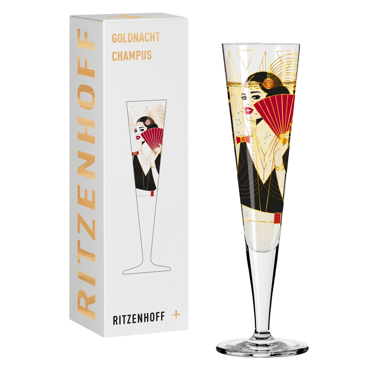 CHAMPAGNERGLAS 205 ml  - Rot/Goldfarben, LIFESTYLE, Glas (7,2/7,2/24,0cm) - Ritzenhoff