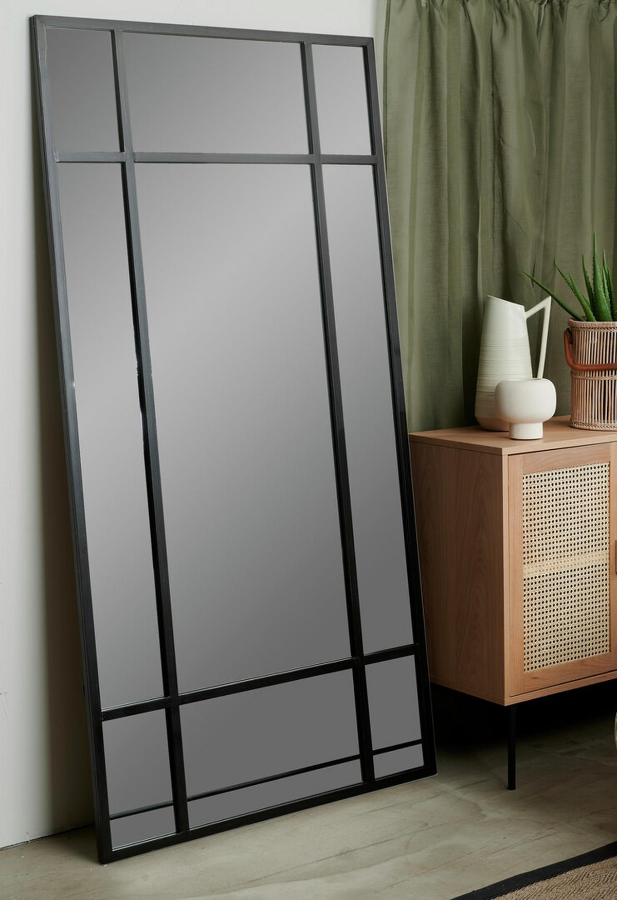 VÄGGSPEGEL 100/200/3 cm    - silver/svart, Design, metall/glas (100/200/3cm) - Lomoco