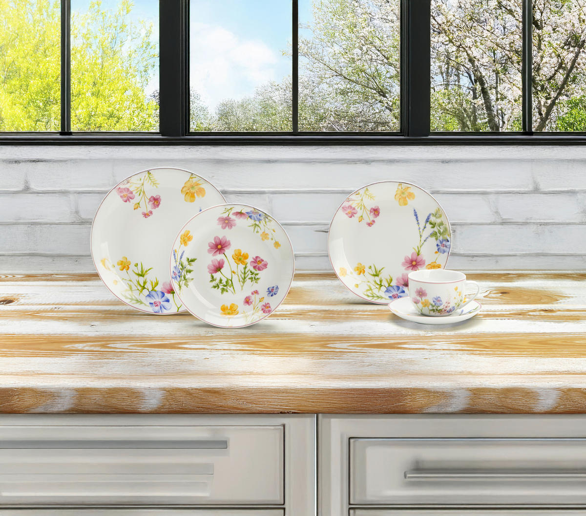 JÍDELNÍ SOUPRAVA porcelán keramika  - zelená/žlutá, Lifestyle, keramika - Landscape