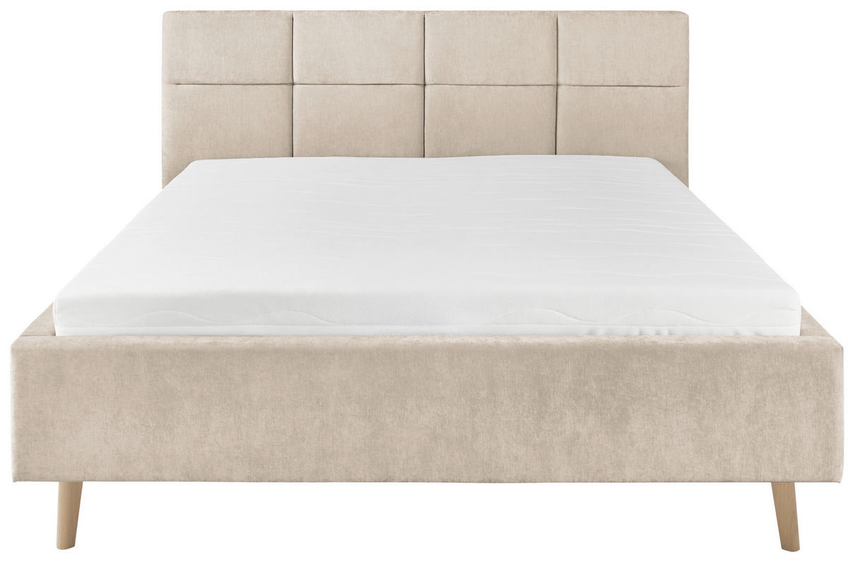 POLSTERBETT 140/200 cm,  in Beige,  - Eichefarben/Beige, KONVENTIONELL, Holz/Textil (140/200cm) - SetOne by Musterring