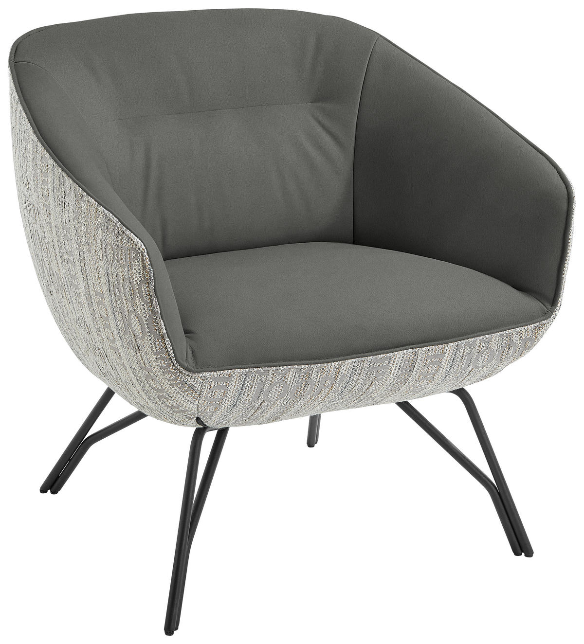 COCKTAILSESSEL - Dunkelgrau/Anthrazit, Design, Leder/Textil (76/80/73cm) - Joop!