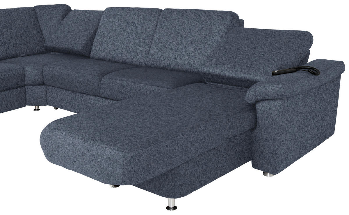 WOHNLANDSCHAFT Blau Flachgewebe  - Chromfarben/Blau, KONVENTIONELL, Textil/Metall (240/330/163cm) - Beldomo System