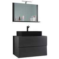 BADEZIMMER 3-teilig  in 81 cm  - Anthrazit/Schwarz, Modern, Glas/Keramik (81cm) - MID.YOU
