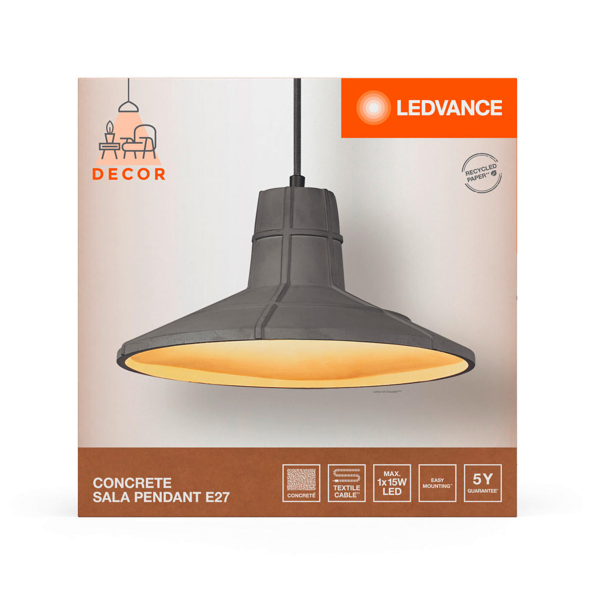 PENDELLEUCHTE 32,5/121,5 cm   - Dunkelgrau, KONVENTIONELL, Stein/Metall (32,5/121,5cm) - Ledvance