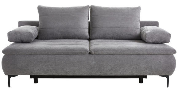 BOXSPRINGSOFA mit Schlafen auf Sitzhöhe, Stoffauswahl, Liegefunktion, Rücken echt Flachgewebe Grau - Schwarz/Grau, Design, Textil/Metall (204/93/100cm) - Novel