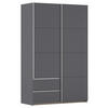 SCHWEBETÜRENSCHRANK in Grau, Alufarben  - Alufarben/Grau, Modern, Holzwerkstoff (131/210/59cm) - Rauch Möbel