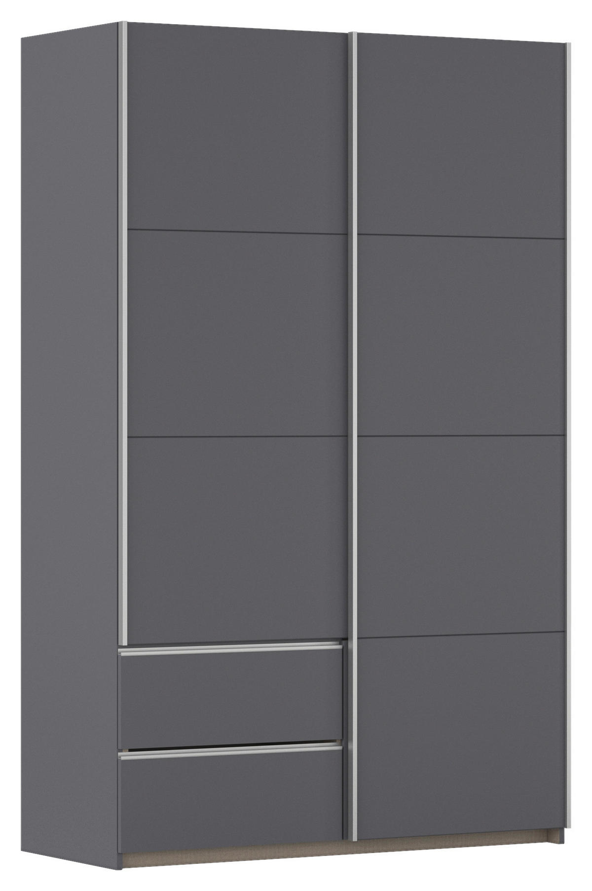 SCHWEBETÜRENSCHRANK 131/210/59 cm 2-türig Grau, Alufarben  - Alufarben/Grau, MODERN, Holzwerkstoff (131/210/59cm) - Rauch Möbel