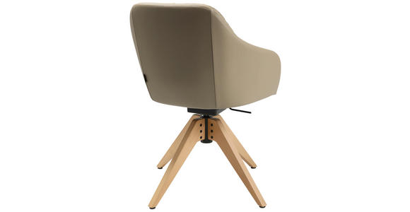 ARMLEHNSTUHL in Echtleder pigmentiert - Eichefarben/Beige, Design, Leder/Holz (58/82,5-85,2/60cm) - Johann Jakob