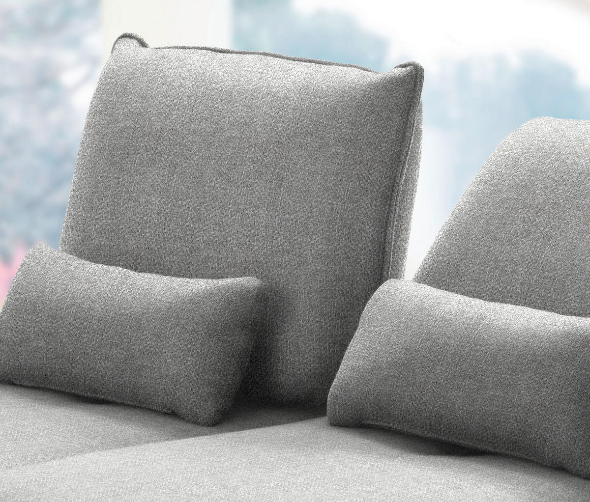 ECKSOFA in Flachgewebe Hellgrau  - Hellgrau/Schwarz, Design, Textil/Metall (191/301cm) - Moderano