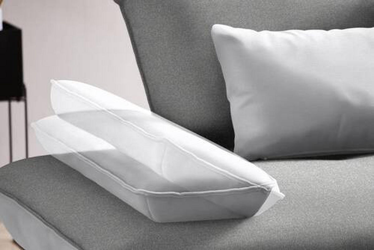 ECKSOFA in Flachgewebe Hellgrau  - Hellgrau/Schwarz, Design, Textil/Metall (250/310cm) - Moderano