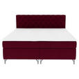 BOXSPRINGBETT 140/200 cm  in Weinrot  - Chromfarben/Weinrot, KONVENTIONELL, Textil/Metall (140/200cm) - Carryhome