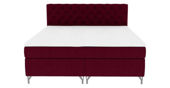 BOXSPRINGBETT 140/200 cm  in Weinrot  - Chromfarben/Weinrot, KONVENTIONELL, Textil/Metall (140/200cm) - Carryhome