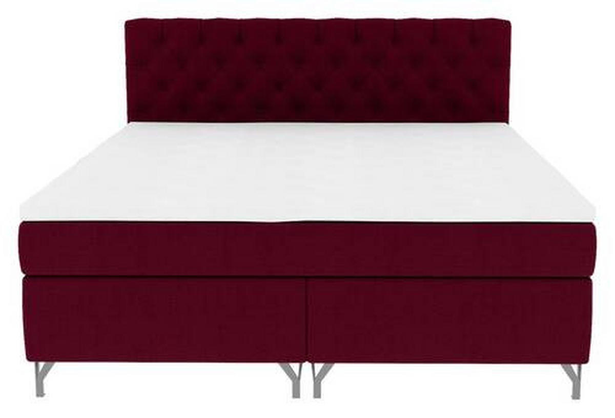 BOXSPRINGBETT 180/200 cm  in Weinrot  - Chromfarben/Weinrot, Konventionell, Textil/Metall (180/200cm) - Carryhome