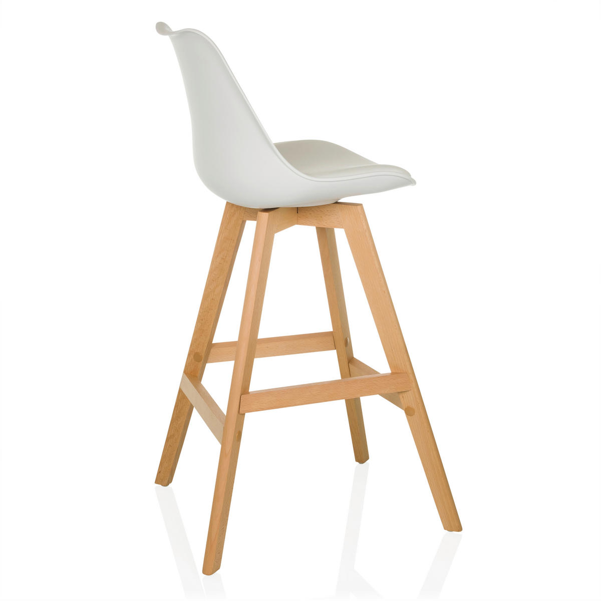 BARHOCKER-SET Weiß abwischbar  - Buchefarben/Weiß, MODERN, Holz/Kunststoff (51/99/51cm) - MID.YOU