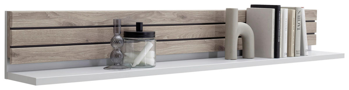 WANDBOARD Holzwerkstoff Grau, Eichefarben  - Eichefarben/Grau, Design, Holzwerkstoff (150/21/20cm) - Stylife