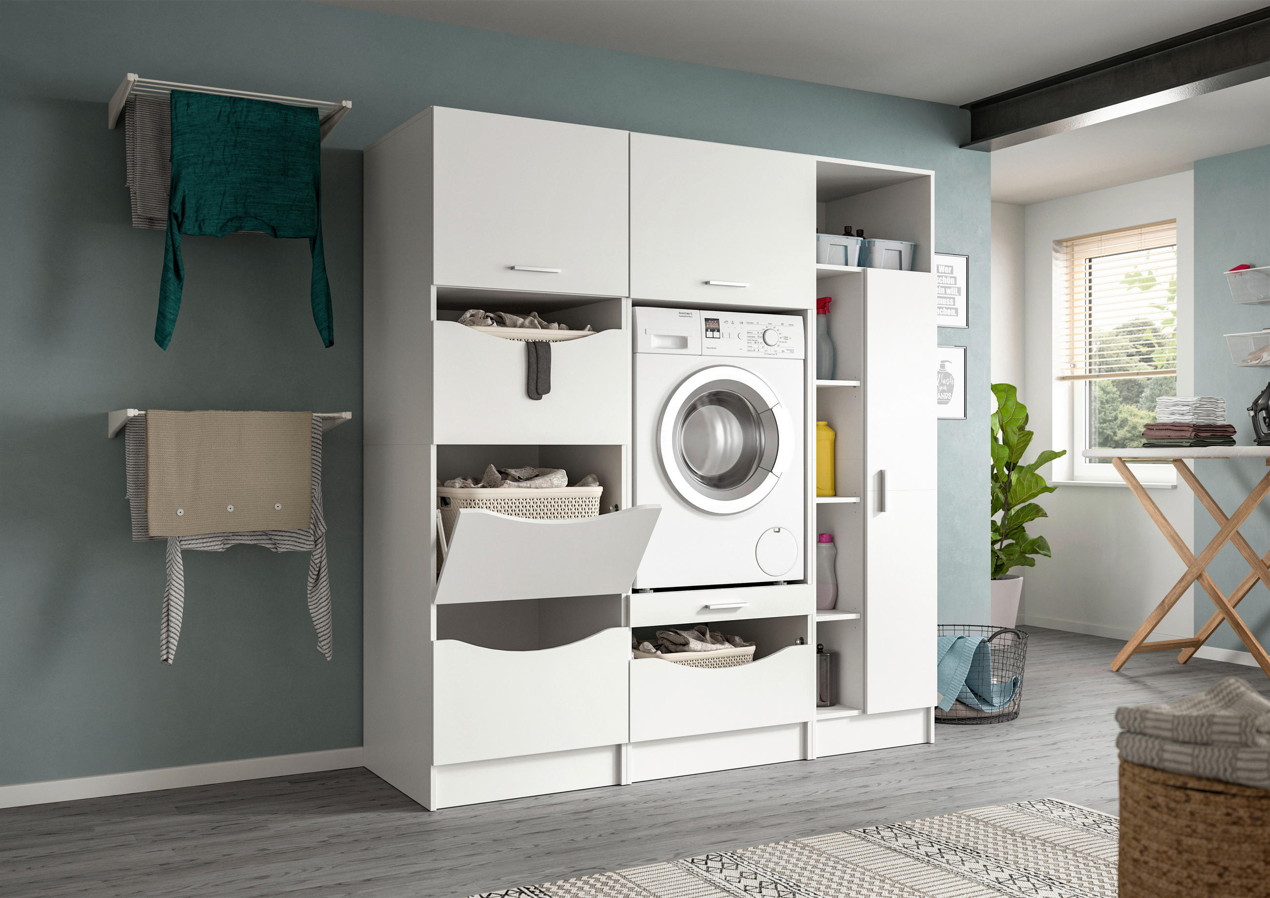 HAUSWIRTSCHAFTSRAUM 166/195/68 cm Weiss  - Weiss, Basics, Holzwerkstoff (166/195/68cm) - MID.YOU