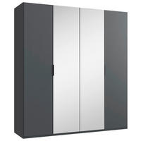 FALTTÜRENSCHRANK 200/216/58 cm 4-türig Graphitfarben  - Schwarz/Graphitfarben, Design, Glas/Holzwerkstoff (200/216/58cm) - Boxxx