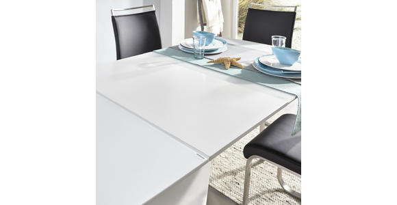 ESSTISCH in Metall, Glas, Holzwerkstoff 160-210/90/76 cm - Edelstahlfarben/Weiß, Design, Glas/Holzwerkstoff (160-210/90/76cm) - Novel