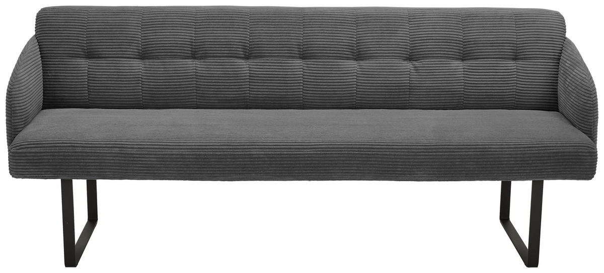 SITZBANK 217/85/69 cm Cord Dunkelgrau Metall  - Dunkelgrau/Schwarz, Design, Textil/Metall (217/85/69cm) - Musterring