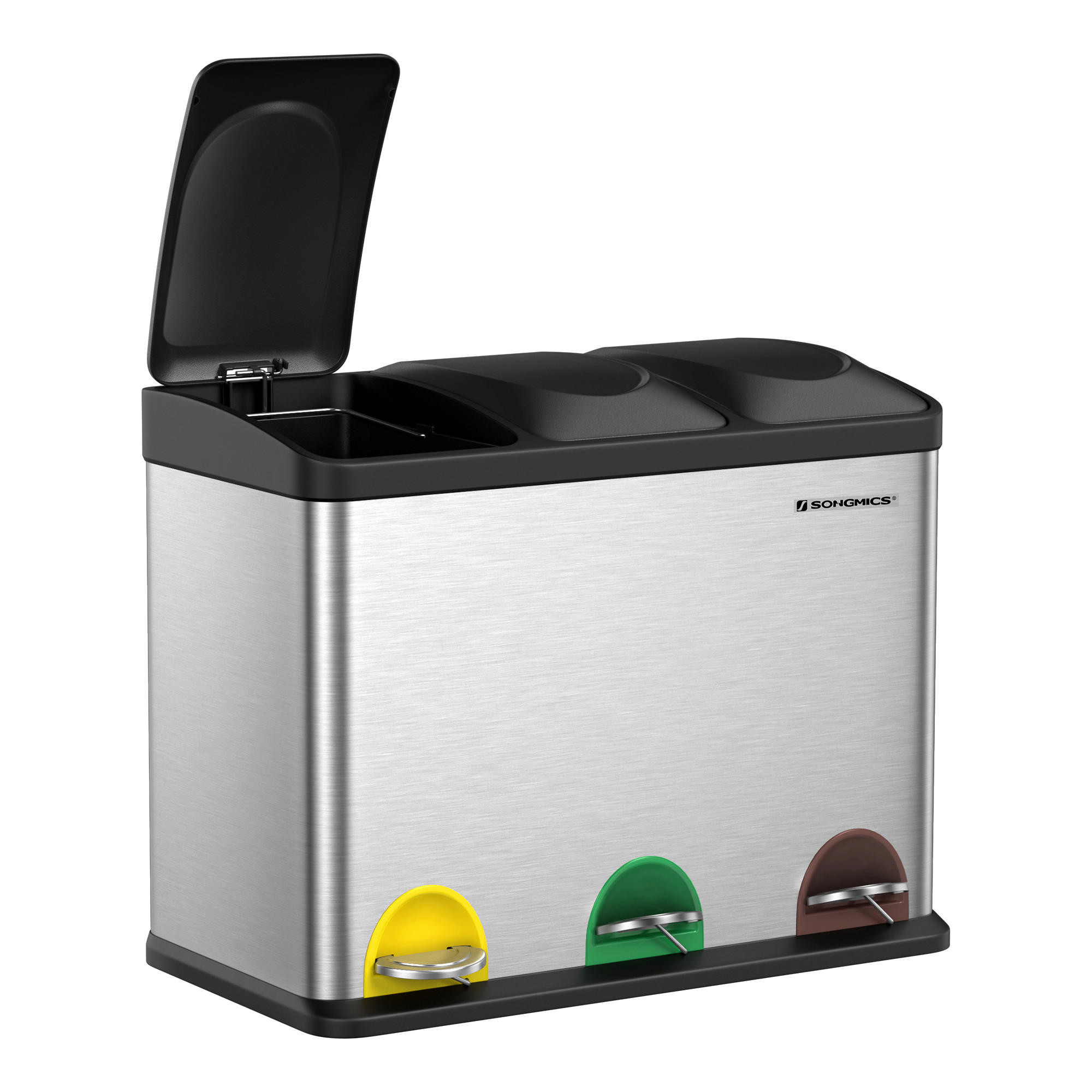 ABFALLSAMMLER 45 l  Metall, Kunststoff  - Silberfarben/Schwarz, Basics, Kunststoff/Metall (60,5/48,5/35cm)