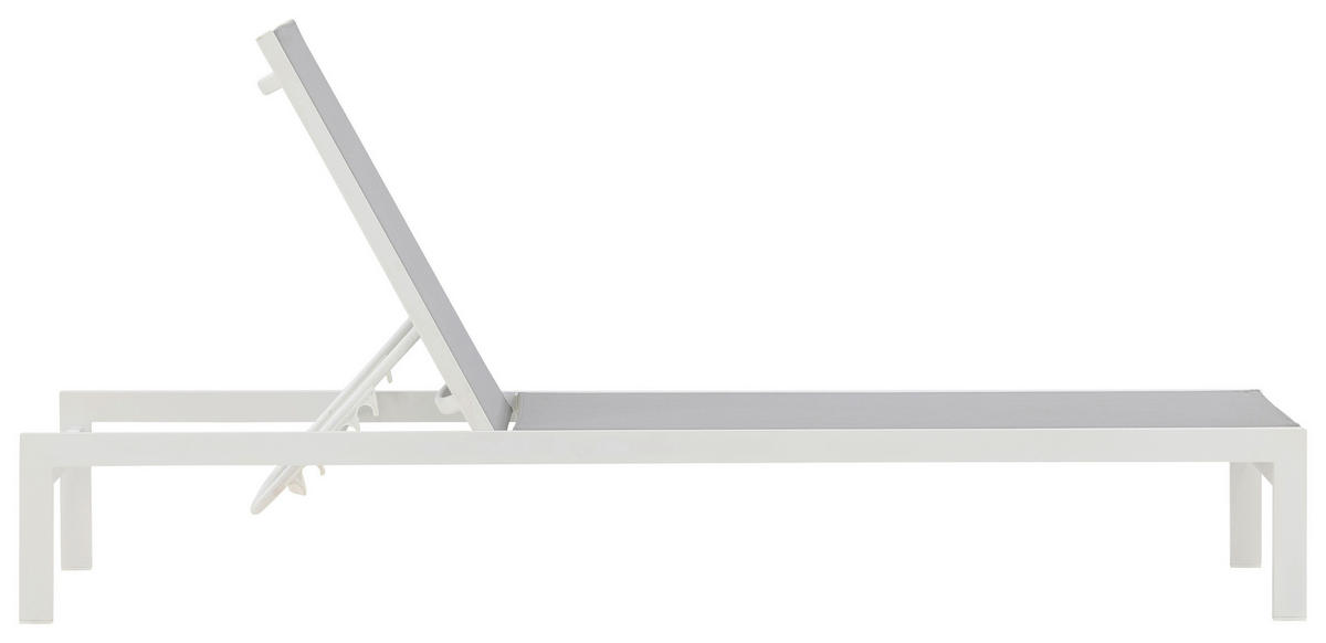 SONNENLIEGE 60/30/195 cm  - Weiß/Grau, KONVENTIONELL, Metall (60/30/195cm) - Gardenson
