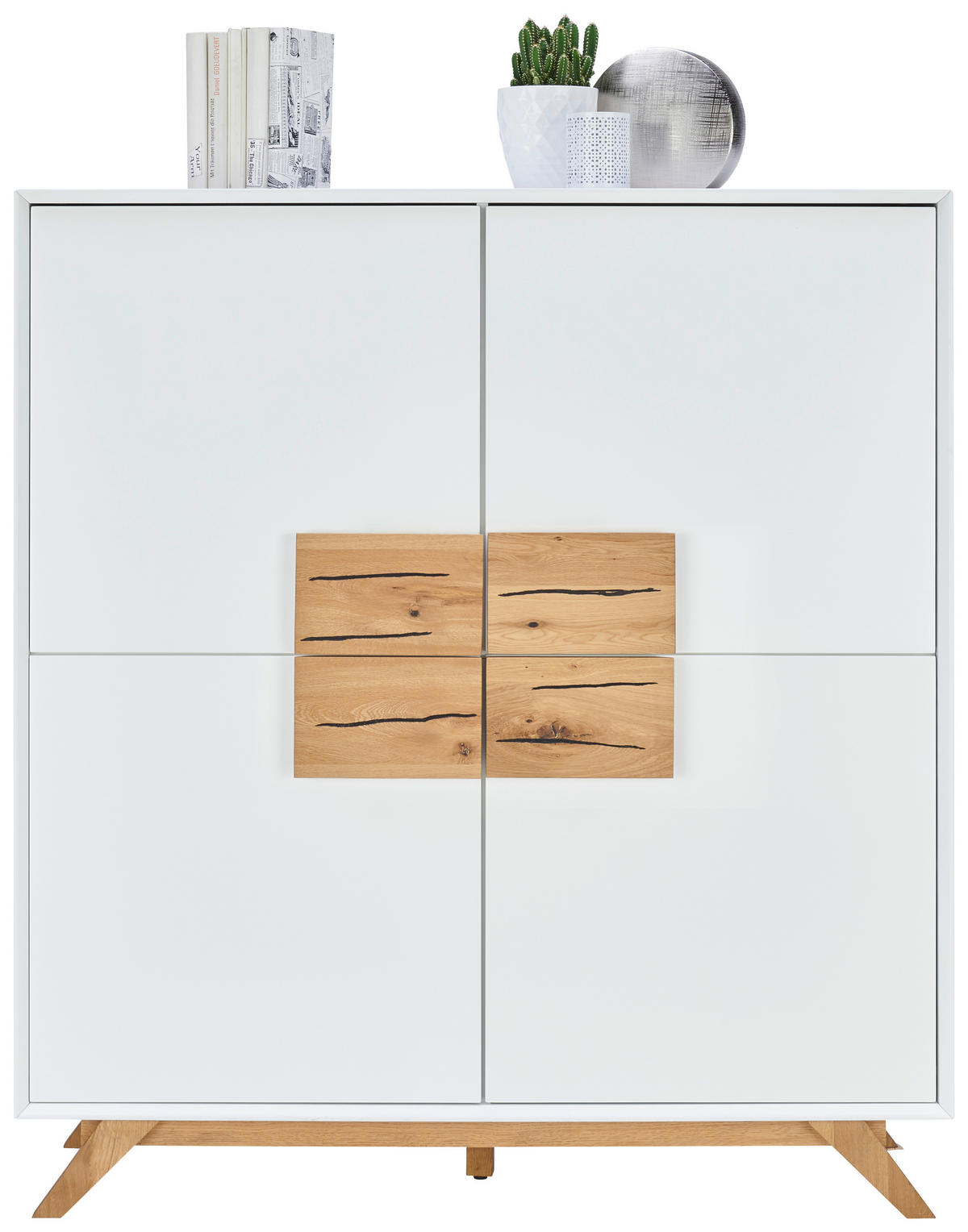 VISOKA KOMODA, bela, barve hrasta  - barve hrasta/bela, Design, leseni material/les (120/133/40cm) - Xora