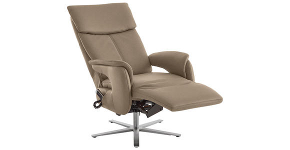 RELAXSESSEL in Leder Hellbraun - Hellbraun/Edelstahlfarben, Design, Leder/Metall (70/124/85cm) - Cantus