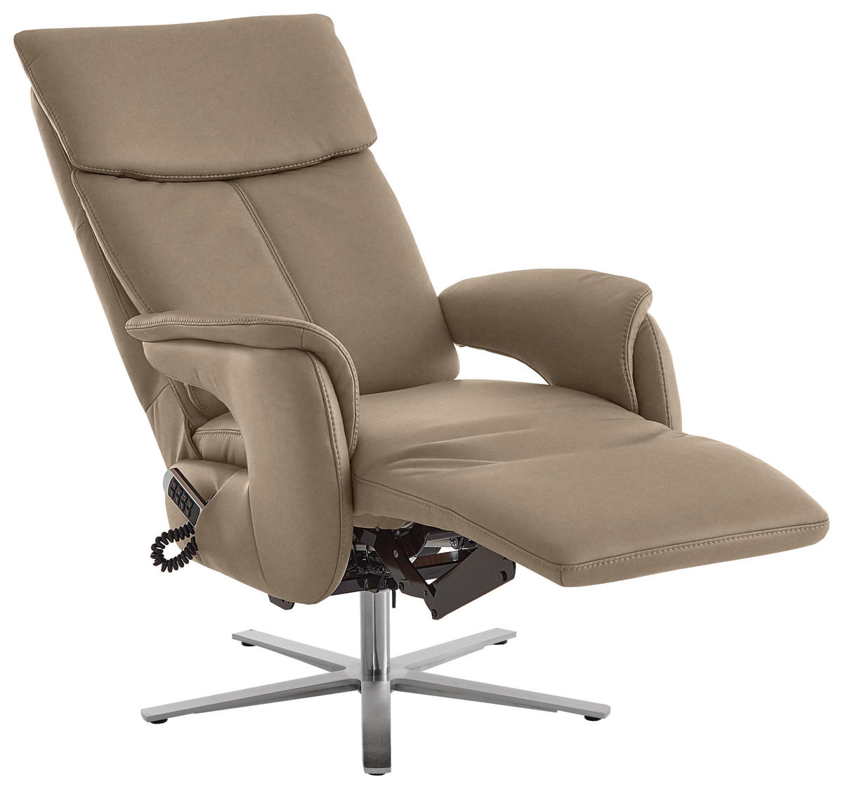 RELAXSESSEL in Leder Hellbraun  - Hellbraun/Edelstahlfarben, Design, Leder/Metall (70/124/85cm) - Cantus