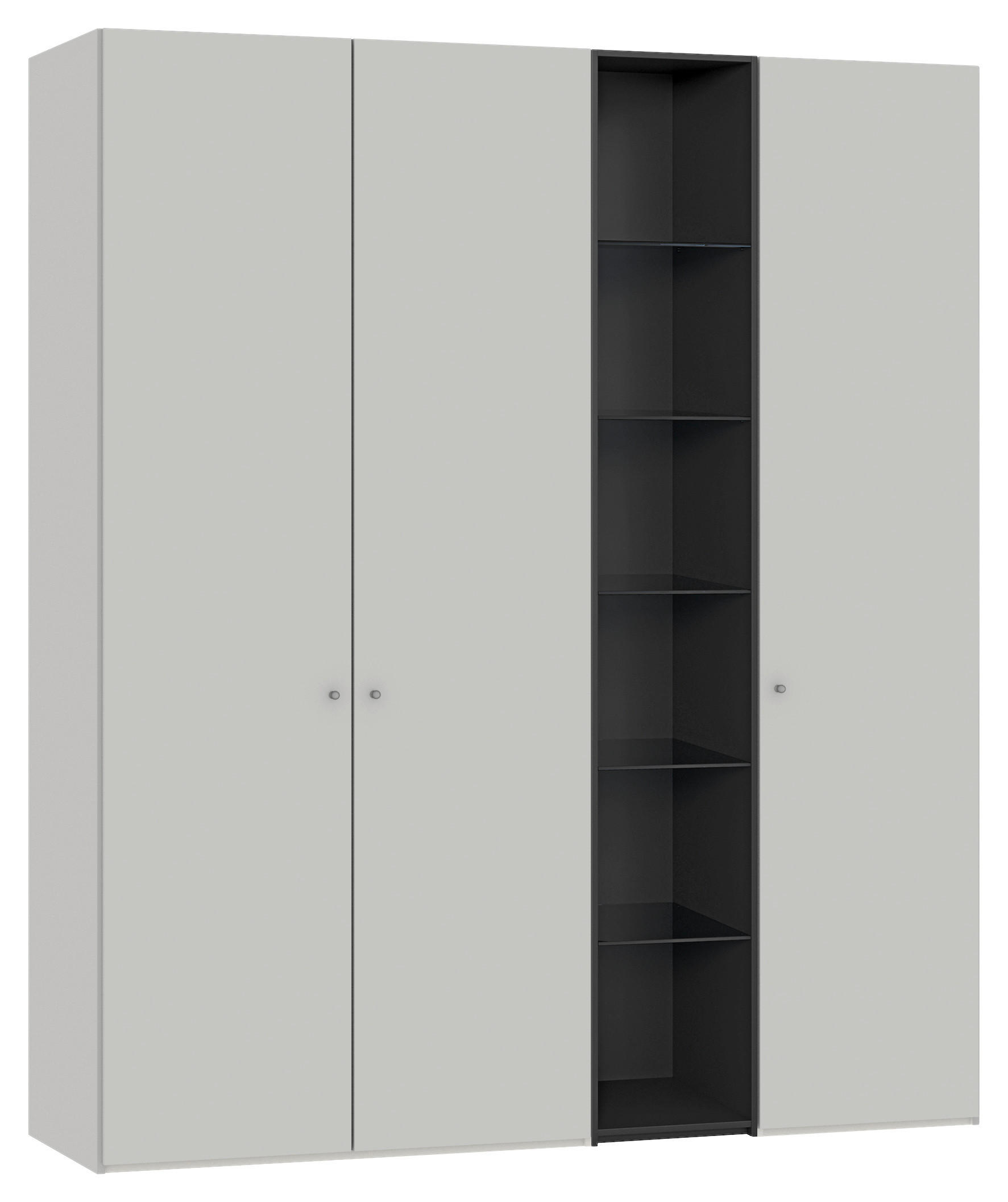 DREHTÜRENSCHRANK 191/220/59 cm 3-türig Schwarz, Hellgrau  - Silberfarben/Hellgrau, Design, Glas/Holzwerkstoff (191/220/59cm) - Jutzler