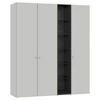 DREHTÜRENSCHRANK  in Schwarz, Hellgrau  - Silberfarben/Hellgrau, Design, Glas/Holzwerkstoff (191/220/59cm) - Jutzler