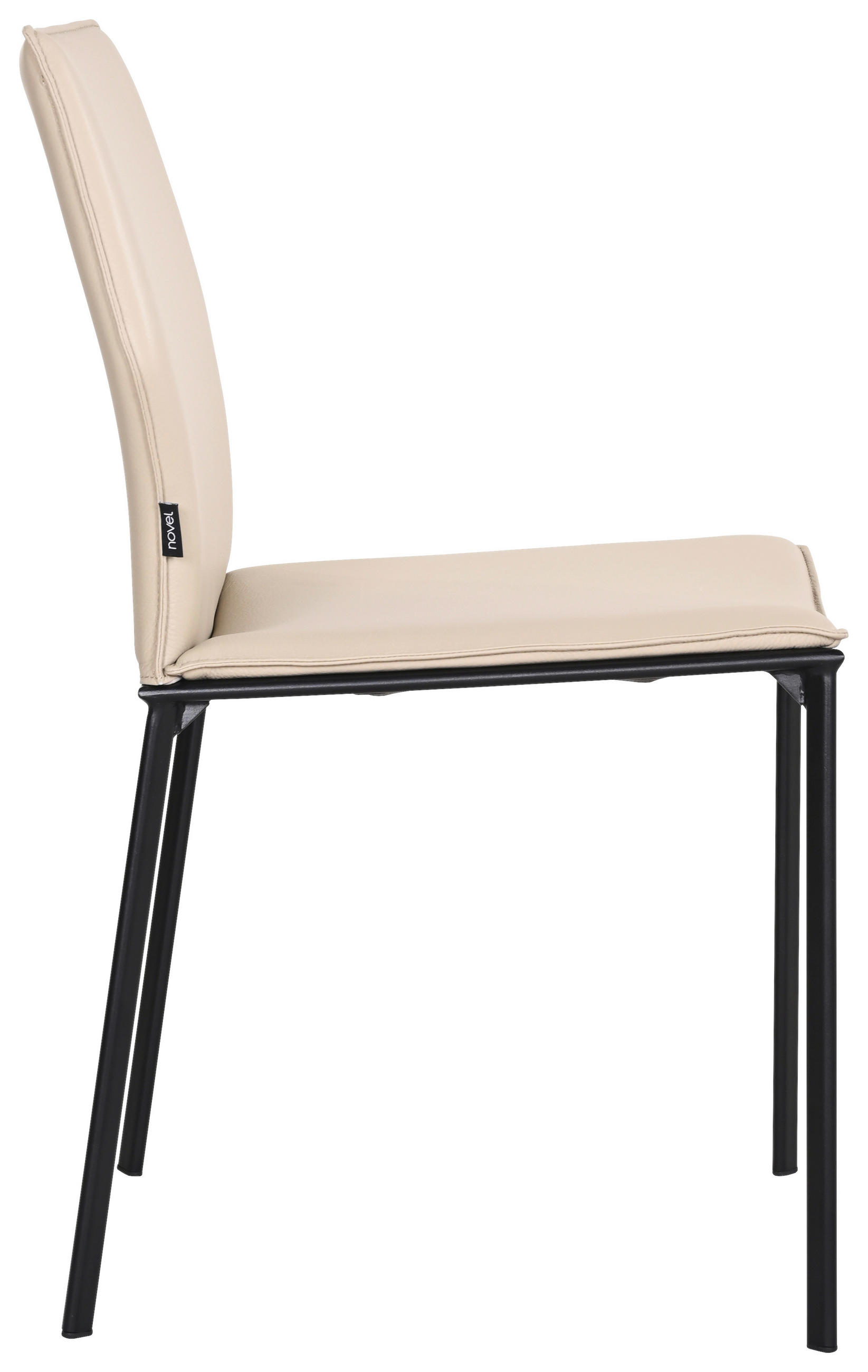 STUHL Echtleder Taupe  - Taupe/Schwarz, Design, Leder/Metall (48/85/57,5cm) - Novel