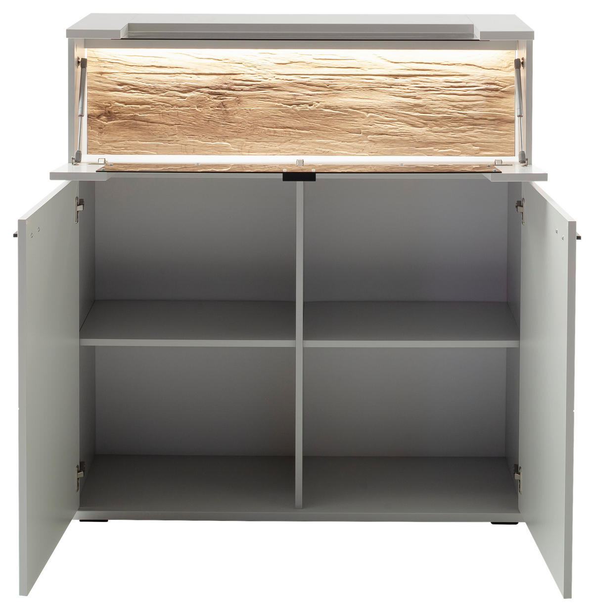 HIGHBOARD Weiß, Eichefarben  110/118/44 cm  - Eichefarben/Anthrazit, Design, Glas/Holzwerkstoff (110/118/44cm) - Stylife
