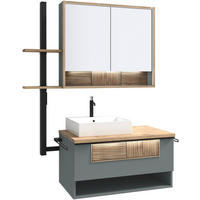 BADEZIMMER 3-teilig  in 128,5 cm  - Wildeiche/Schwarz, LIFESTYLE, Glas/Holz (128,5cm) - Voglauer