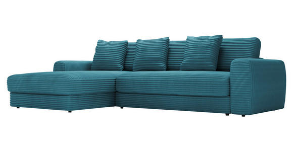 ECKSOFA in Cord Petrol 182/302 cm - Petrol/Schwarz, MODERN, Kunststoff/Textil (182/302cm) - Carryhome