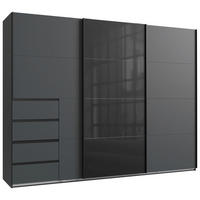 SCHWEBETÜRENSCHRANK 270/208/64 cm 3-türig Graphitfarben  - Schwarz/Graphitfarben, KONVENTIONELL, Glas/Holzwerkstoff (270/208/64cm) - Boxxx