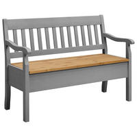 SITZBANK 130/93/58 cm Laugenfarbig, Grau Kiefer massiv  - Laugenfarbig/Grau, ROMANTIK / LANDHAUS, Holz (130/93/58cm) - Boxxx