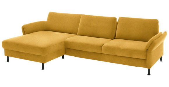 ECKSOFA  in Chenille, Flachgewebe Currygelb  175/316 cm  - Currygelb/Schwarz, Design, Textil/Metall (175/316cm) - Dieter Knoll
